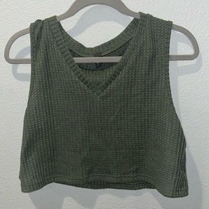 Army green large cropped tank top